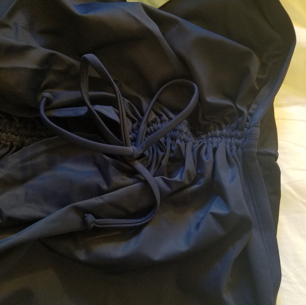 Women swim skirted bottom with side draw Navy 3X